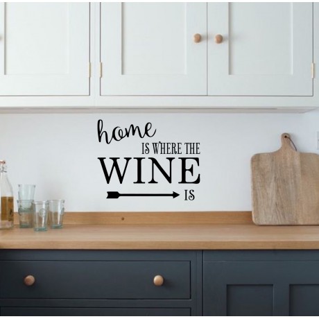 Sticker Citat ''Home is where the Wine Is''